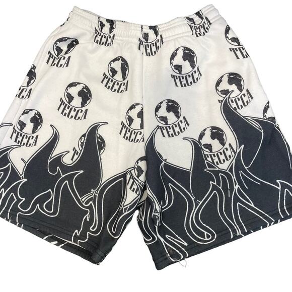 Worldwide Youth x Lil Tecca Black & White Flame Athletic Shorts Medium - Picture 2 of 3